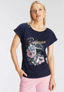 DELMAO Print-Shirt Mit Geblümten Anker-Logodruck - NEUE MARKE!