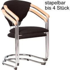 Nowy-Styl Kelly Besucherstuhl 2 Stück, Stoff Schwarz, Freischwinger Stapelbar, Mit Armlehnen -Next Shop 9ef1964225a6e4a21921468a0b2873ffbee899b0 besucherstuhl nowy styl kelly stapelbar