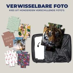 MuchoWow Handgepäckkoffer Tiger - Blätter - Dschungel - Tiere - Wild, 4 Rollen, Reisetasche Mit Rollen, Handgepäck Für Ferien, Trolley, Reisekoffer -Next Shop e395157d 044b 553c aa94 871008bee02f