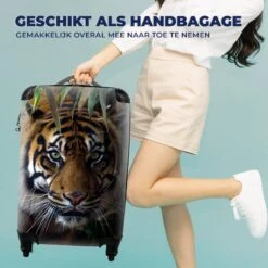 MuchoWow Handgepäckkoffer Tiger - Blätter - Dschungel - Tiere - Wild, 4 Rollen, Reisetasche Mit Rollen, Handgepäck Für Ferien, Trolley, Reisekoffer -Next Shop e524294f 6c78 5154 a61b c6d529ef51ff